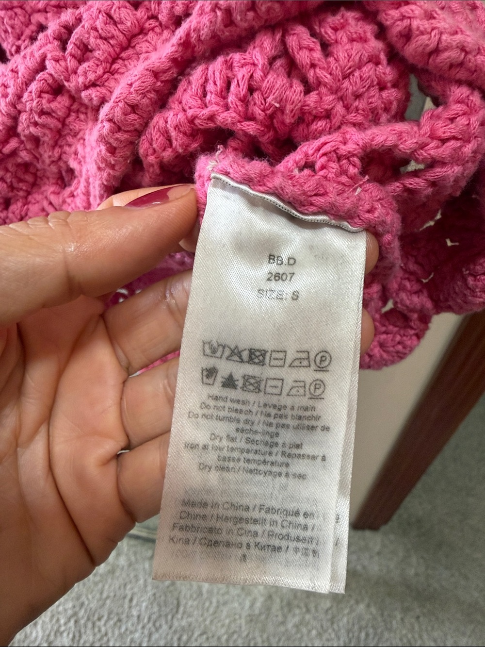 Ganni Crochet Cover Up Tunic in Shocking Pink S - Picture 14 of 15